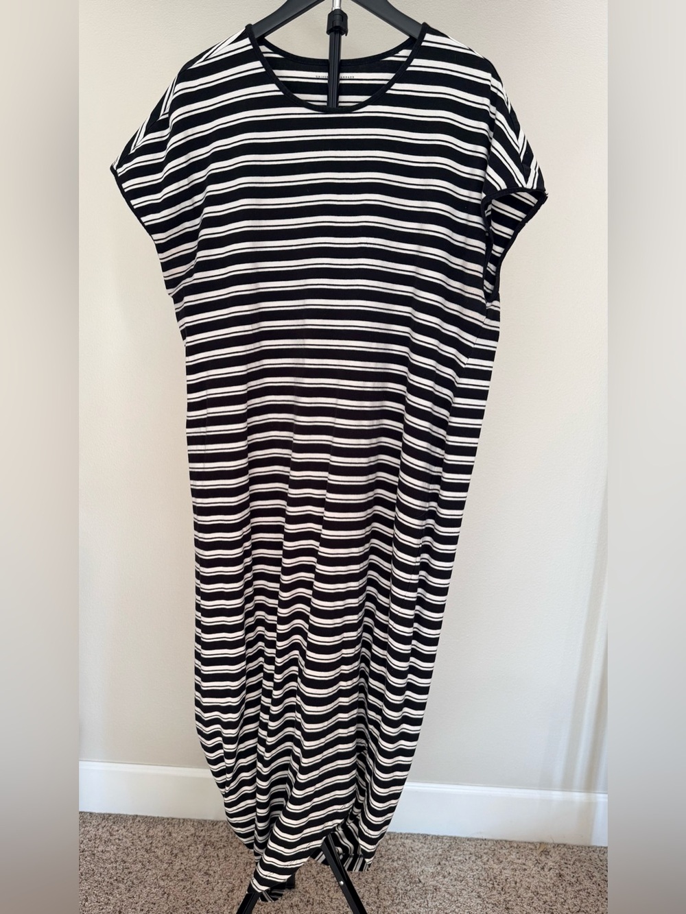 Universal Standard Black and White Striped Maxi Geneva Dress